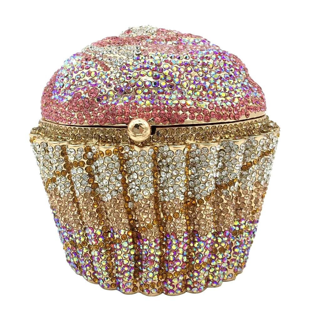 3679 Novelty Cupcake Minaudiere Handbags Evening Bag Party Crystal Clutch